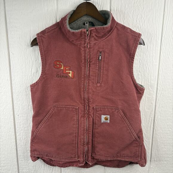 Vintage Y2K Carhartt Sherpa-Lined Vest Coat “Rose Pink” WV001 VRS Women's Small - Picture 1 of 8